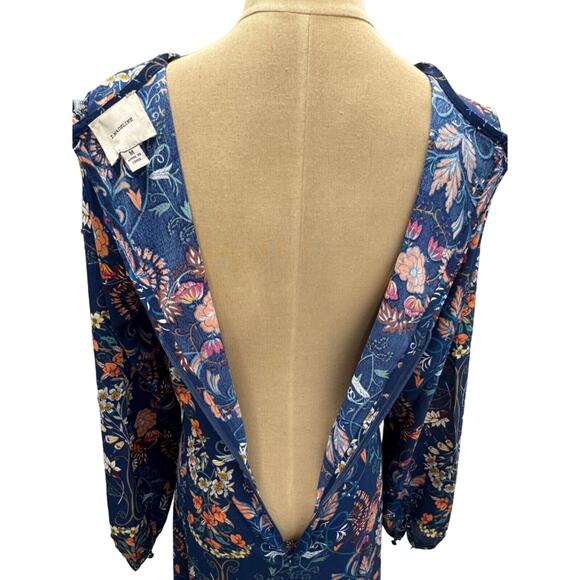 IMADALINE DRESS Blue Long Floral Dress,Boho, Size M, Has Extra Button on inside - Picture 6 of 11